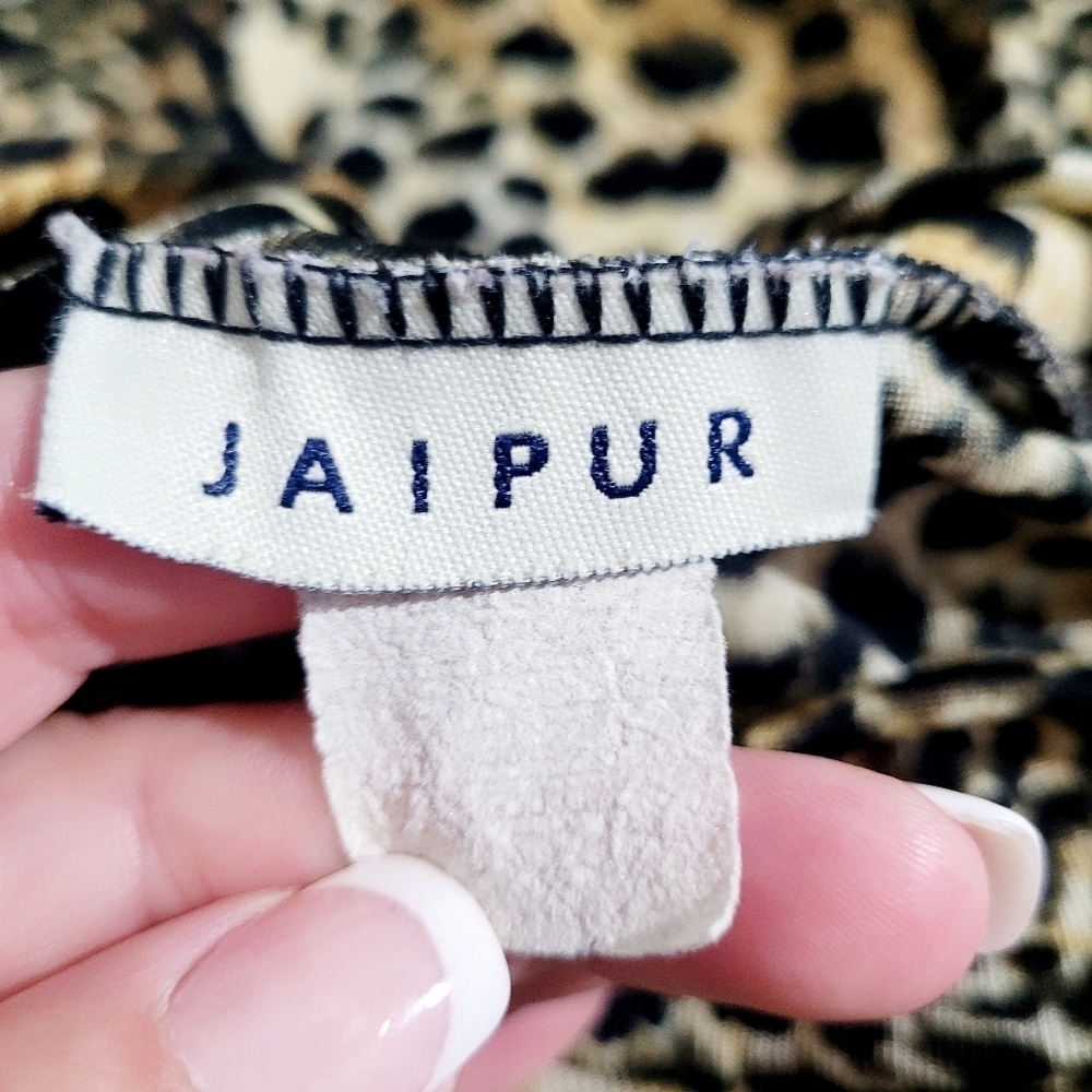 Vintage JAIPUR woman's Leopard Print Short Sleeve Stretchy Top Size Medium - Picture 10 of 10